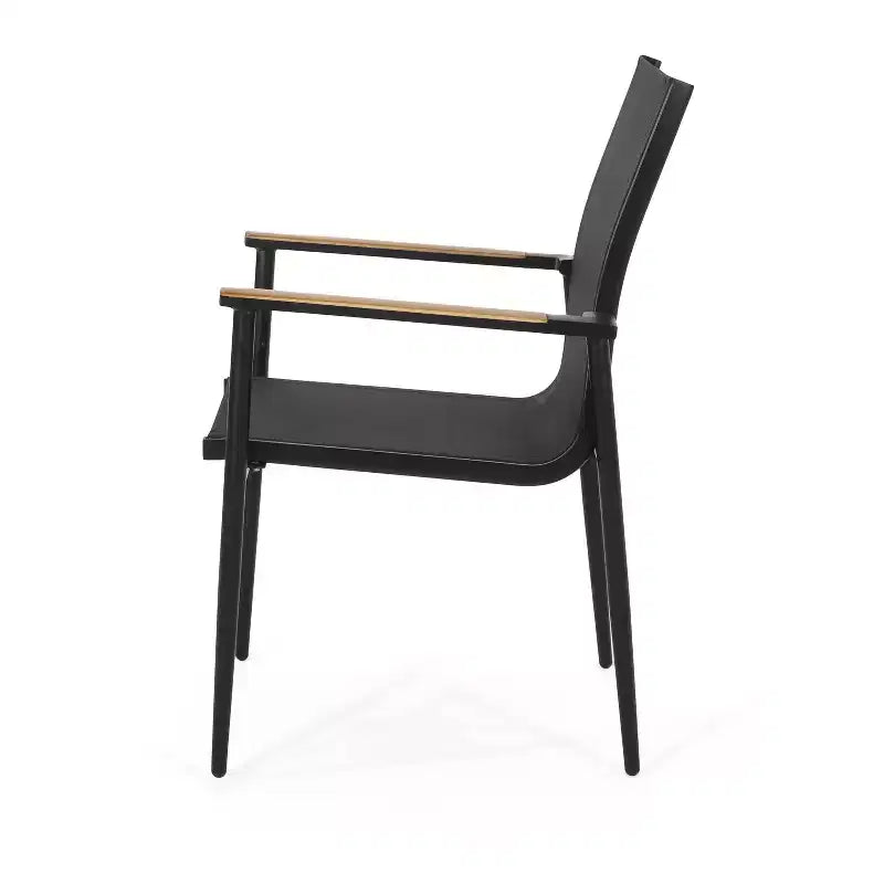 Christopher Knight Home Chaises de salle à manger d'extérieur Barrister en aluminium et maille, 4 pièces, noir/naturel