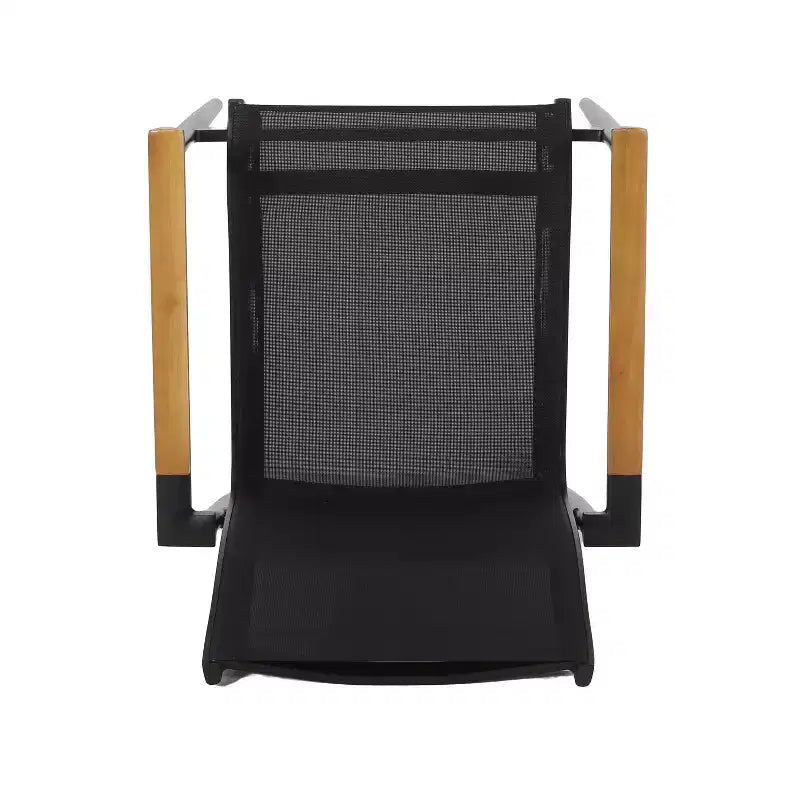 Christopher Knight Home Chaises de salle à manger d'extérieur Barrister en aluminium et maille, 4 pièces, noir/naturel