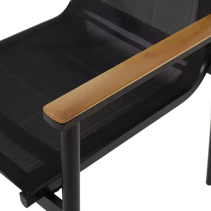 Christopher Knight Home Chaises de salle à manger d'extérieur Barrister en aluminium et maille, 4 pièces, noir/naturel