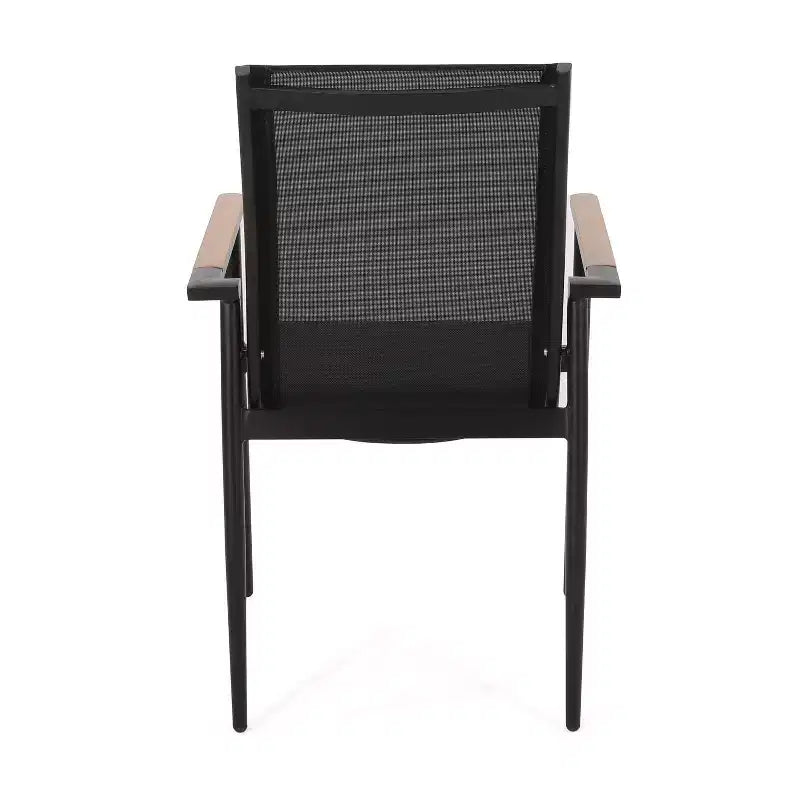 Christopher Knight Home Chaises de salle à manger d'extérieur Barrister en aluminium et maille, 4 pièces, noir/naturel
