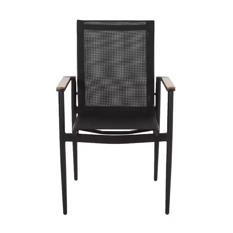 Christopher Knight Home Chaises de salle à manger d'extérieur Barrister en aluminium et maille, 4 pièces, noir/naturel