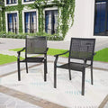 2pk Outdoor Metal Dining Chairs - Captiva Designs: Powder-Coated Steel, Stackable, Weather-Resistant