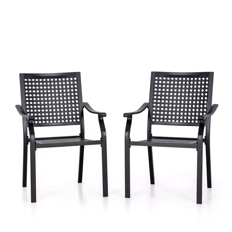 Lot de 2 chaises de salle à manger d'extérieur en métal - Captiva Designs : Acier thermolaqué, empilables, résistantes aux intempéries