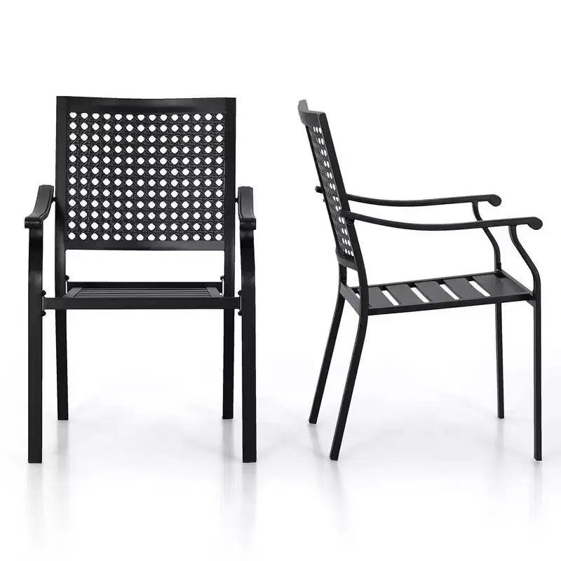 Lot de 2 chaises de salle à manger d'extérieur en métal - Captiva Designs : Acier thermolaqué, empilables, résistantes aux intempéries