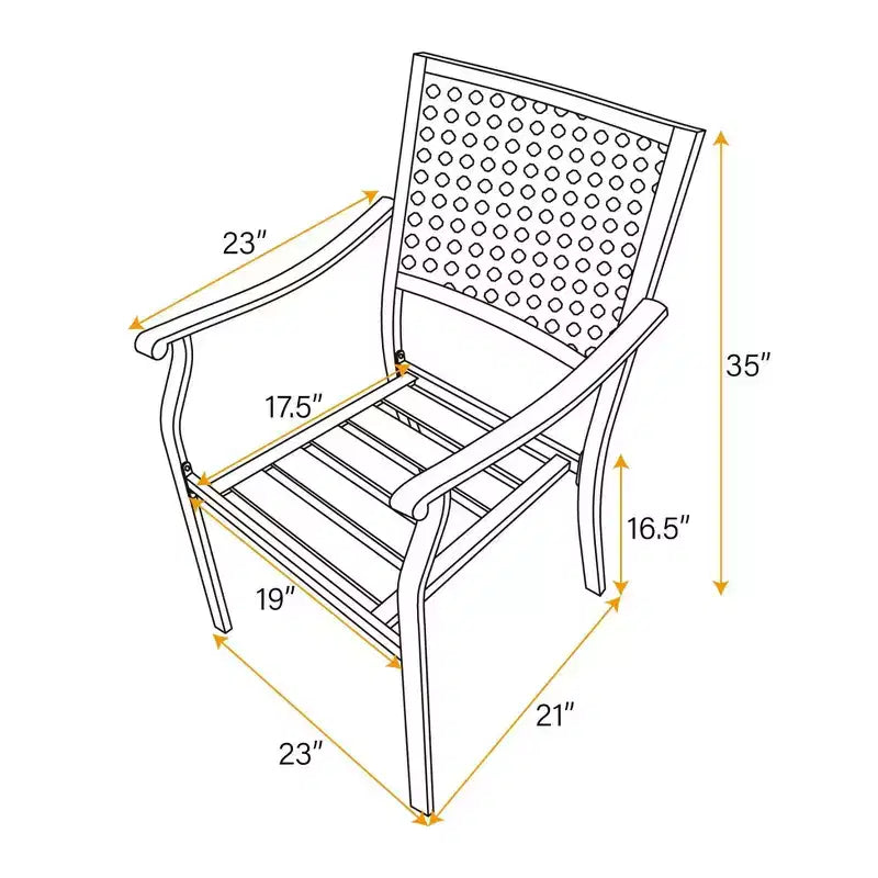 Lot de 2 chaises de salle à manger d'extérieur en métal - Captiva Designs : Acier thermolaqué, empilables, résistantes aux intempéries