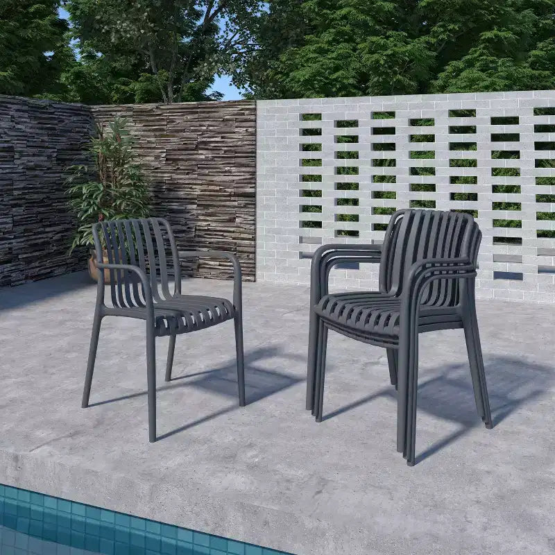 Ensemble de 4 chaises de salle à manger de patio Amazonia Barra, gris