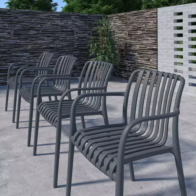 Ensemble de 4 chaises de salle à manger de patio Amazonia Barra, gris