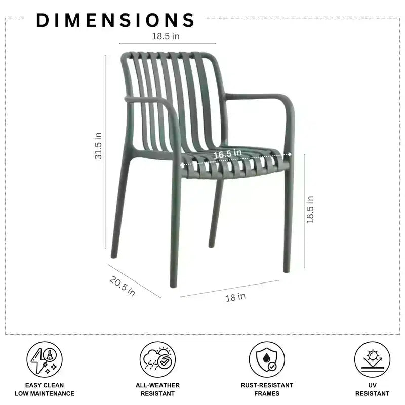 Ensemble de 4 chaises de salle à manger de patio Amazonia Barra, gris