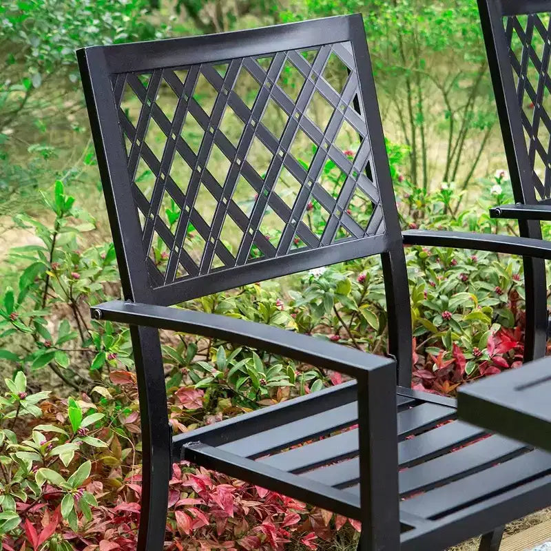 Lot de 2 chaises de salle à manger d'extérieur empilables en acier - Captiva Designs : Mobilier de terrasse résistant aux intempéries, sans coussin