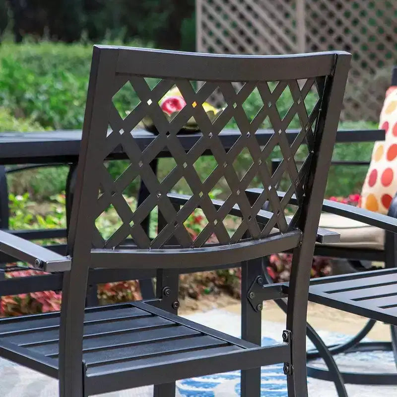 Lot de 2 chaises de salle à manger d'extérieur empilables en acier - Captiva Designs : Mobilier de terrasse résistant aux intempéries, sans coussin