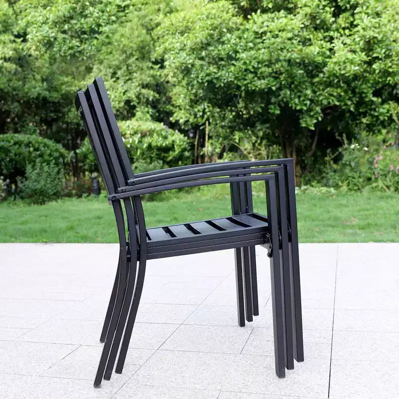Lot de 2 chaises de salle à manger d'extérieur empilables en acier - Captiva Designs : Mobilier de terrasse résistant aux intempéries, sans coussin