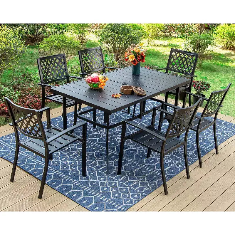 Lot de 2 chaises de salle à manger d'extérieur empilables en acier - Captiva Designs : Mobilier de terrasse résistant aux intempéries, sans coussin