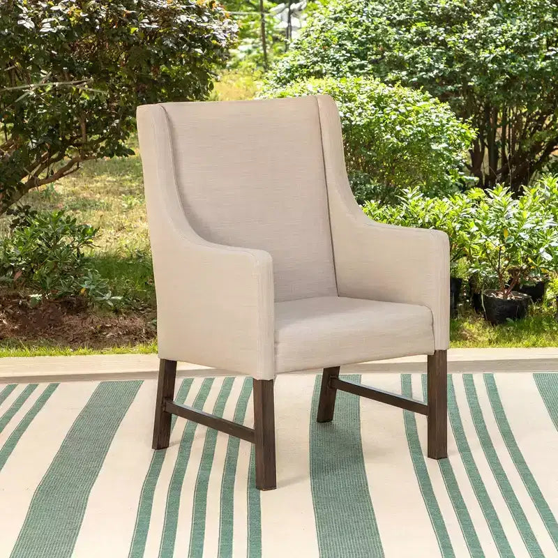 Lot de 2 chaises de salle à manger d'extérieur avec structure en métal et accoudoirs – Captiva Designs : Acier inoxydable, coussins en polyester