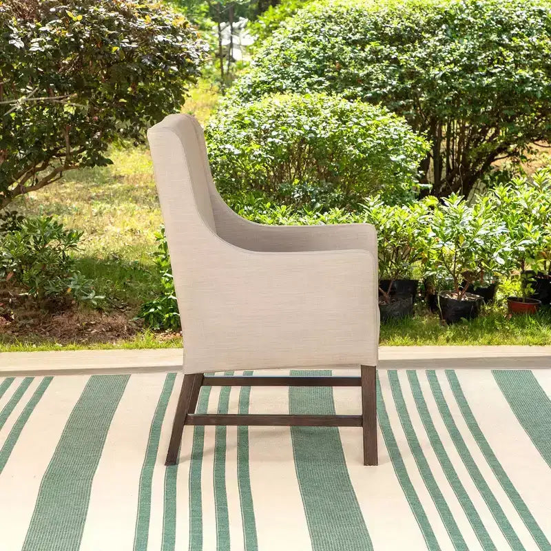 Lot de 2 chaises de salle à manger d'extérieur avec structure en métal et accoudoirs – Captiva Designs : Acier inoxydable, coussins en polyester