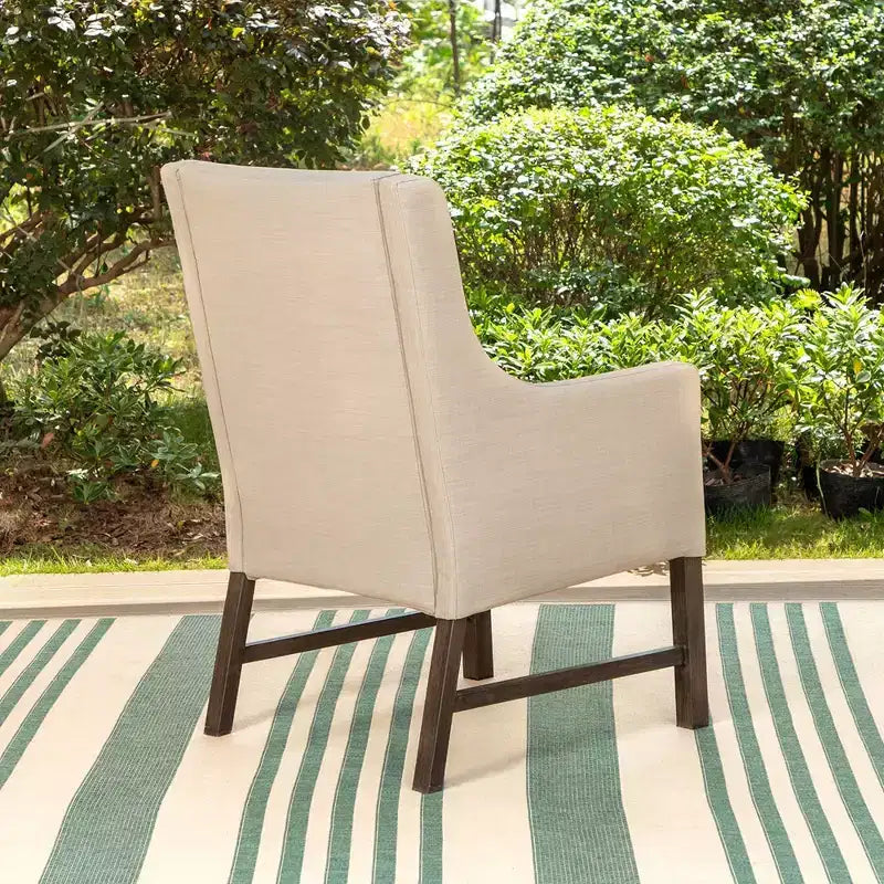 Lot de 2 chaises de salle à manger d'extérieur avec structure en métal et accoudoirs – Captiva Designs : Acier inoxydable, coussins en polyester