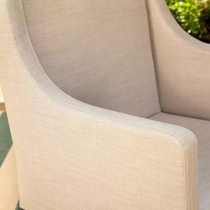 Lot de 2 chaises de salle à manger d'extérieur avec structure en métal et accoudoirs – Captiva Designs : Acier inoxydable, coussins en polyester