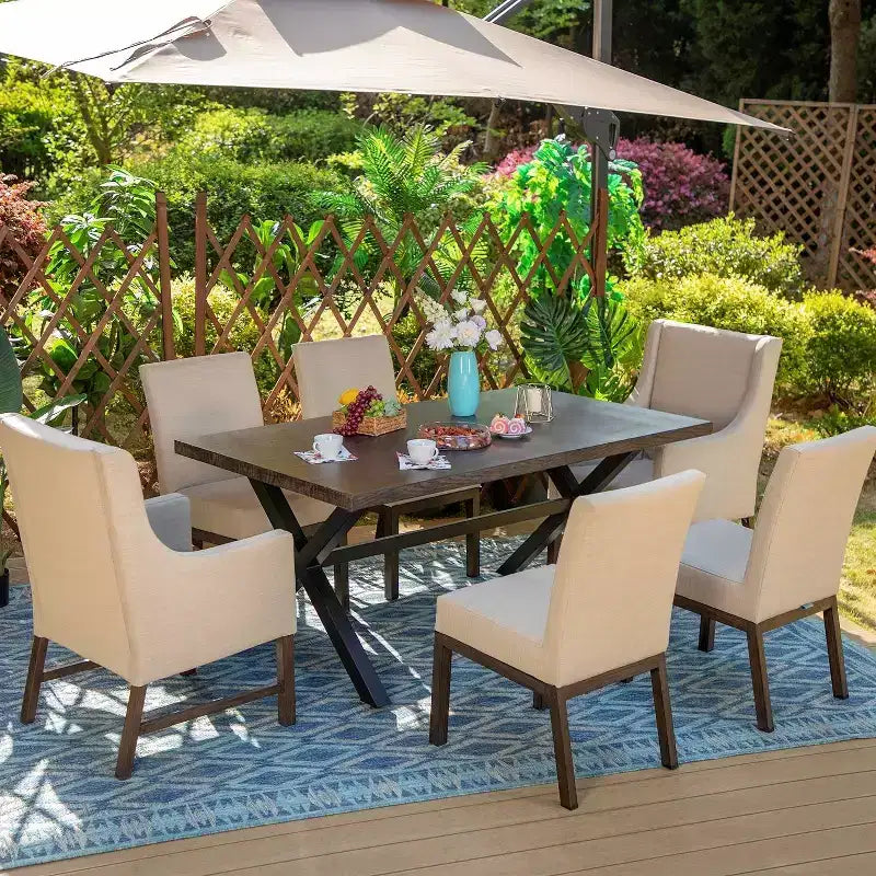 Lot de 2 chaises de salle à manger d'extérieur avec structure en métal et accoudoirs – Captiva Designs : Acier inoxydable, coussins en polyester