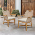 Sonoma Lane Quinlan 2pc Teak Outdoor Dining Chair Set with Zippered Cushion Seat Pad