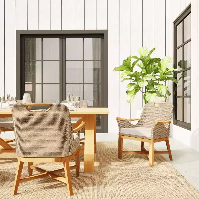 Ensemble de 2 chaises de salle à manger d'extérieur en teck Sonoma Lane Quinlan avec coussin à fermeture éclair
