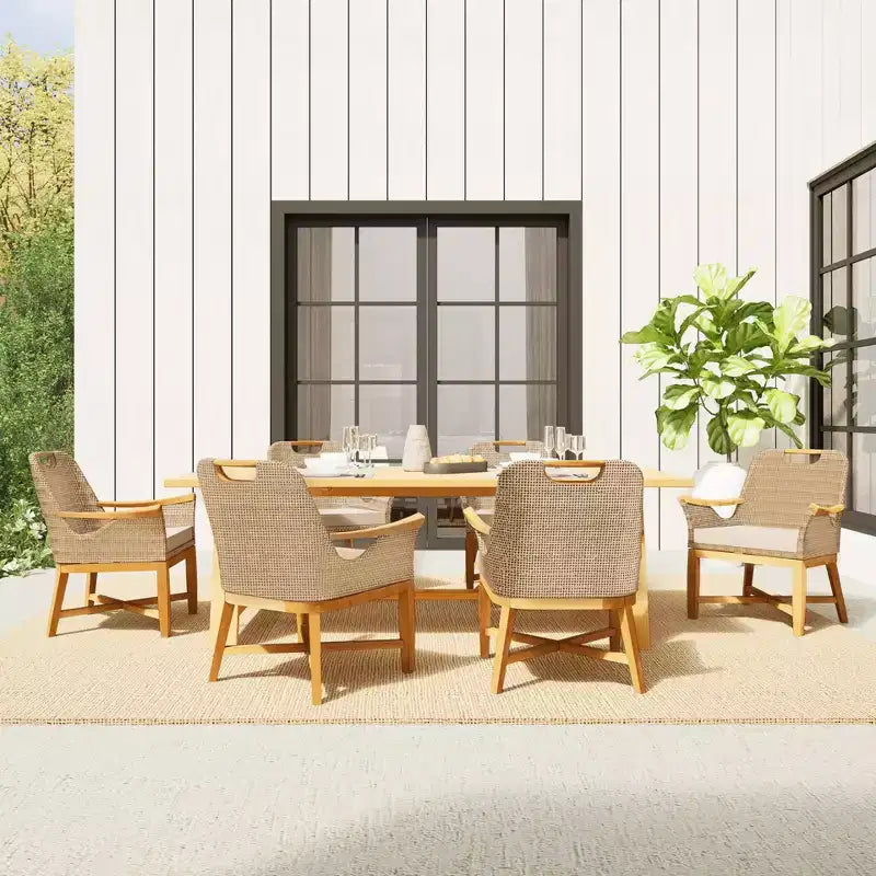 Ensemble de 2 chaises de salle à manger d'extérieur en teck Sonoma Lane Quinlan avec coussin à fermeture éclair