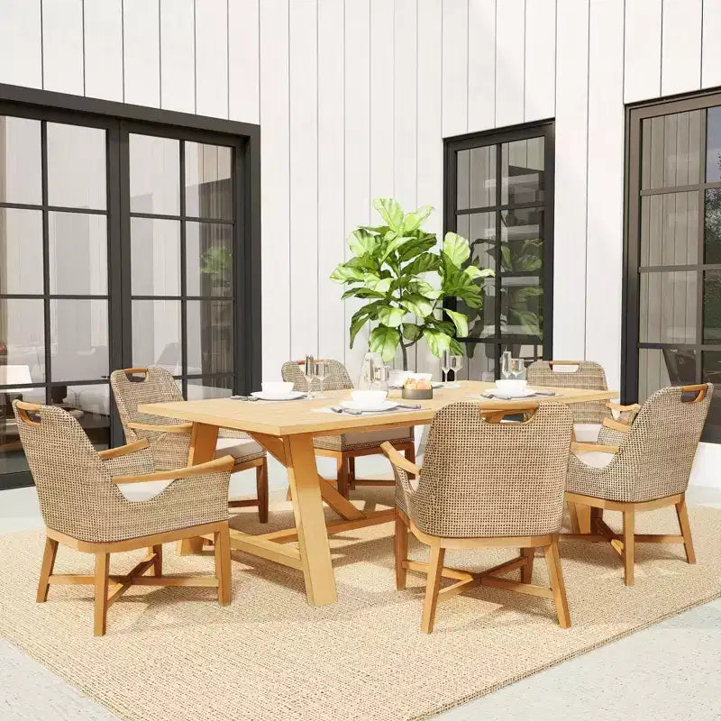 Ensemble de 2 chaises de salle à manger d'extérieur en teck Sonoma Lane Quinlan avec coussin à fermeture éclair