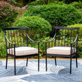 2pk Outdoor Steel Arm Chairs with Cushions - Captiva Designs