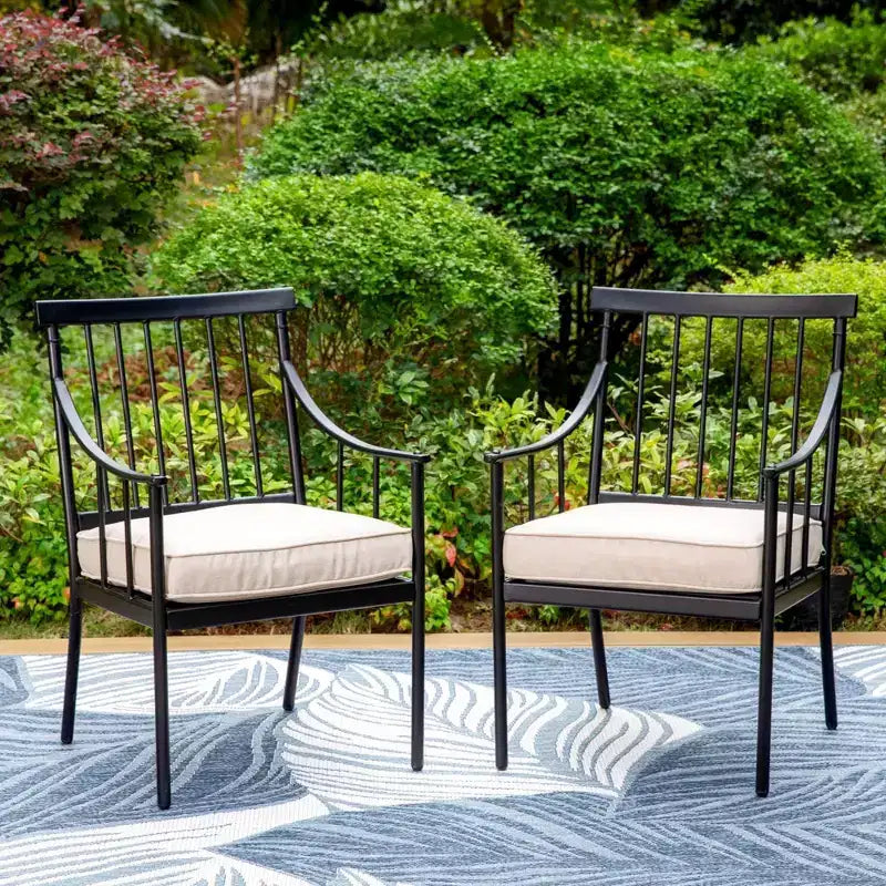 2pk Outdoor Steel Arm Chairs with Cushions - Captiva Designs