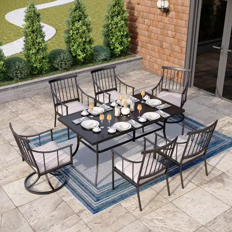 Lot de 2 chaises de jardin en acier avec coussins - Captiva Designs