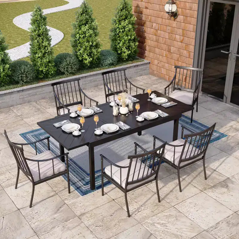 Lot de 2 chaises de jardin en acier avec coussins - Captiva Designs