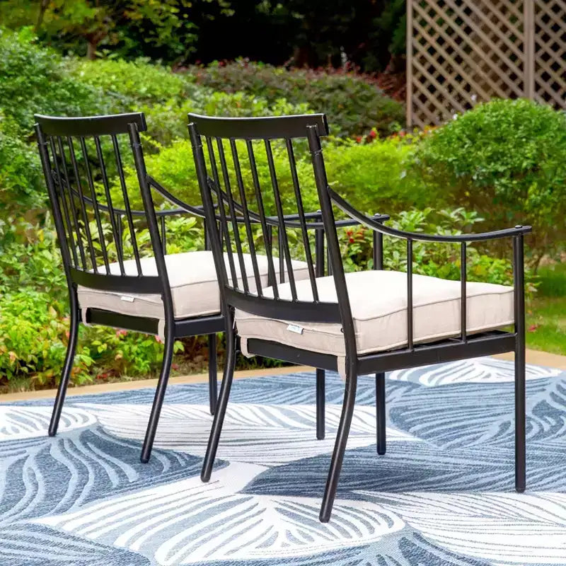 Lot de 2 chaises de jardin en acier avec coussins - Captiva Designs