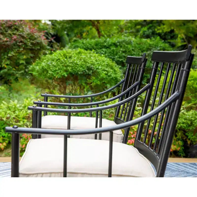 Lot de 2 chaises de jardin en acier avec coussins - Captiva Designs