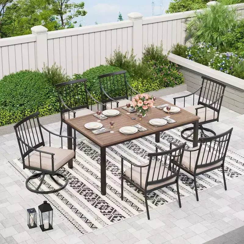 Lot de 2 chaises de jardin en acier avec coussins - Captiva Designs