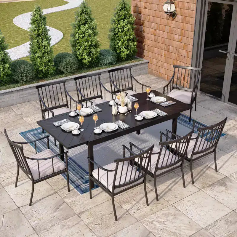 Lot de 2 chaises de jardin en acier avec coussins - Captiva Designs