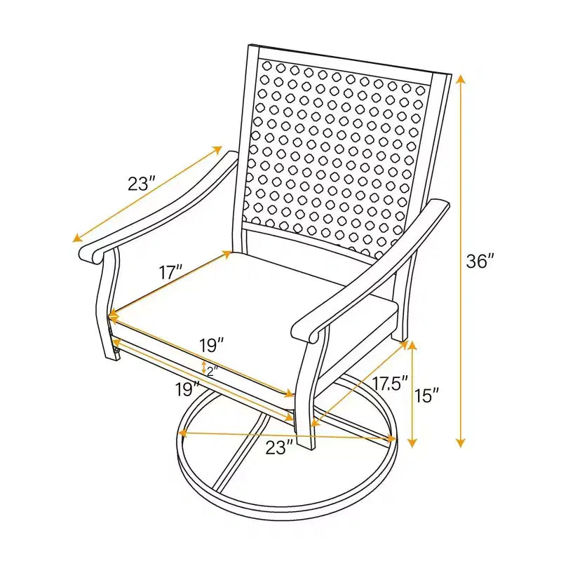 Lot de 2 chaises de salle à manger d'extérieur pivotantes avec cadre en métal et coussin d'assise – Captiva Designs : Acier thermolaqué, résistant aux intempéries