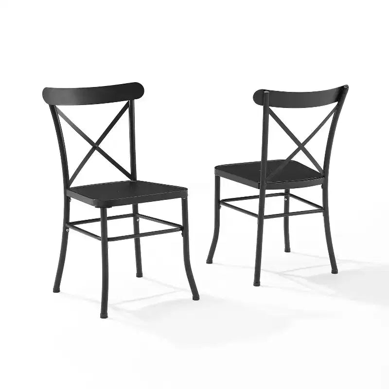 Astrid 2pk Indoor/Outdoor Metal Dining Chairs - Matte Black - Crosley: Steel Frame, Weather-Resistant, Armless Design