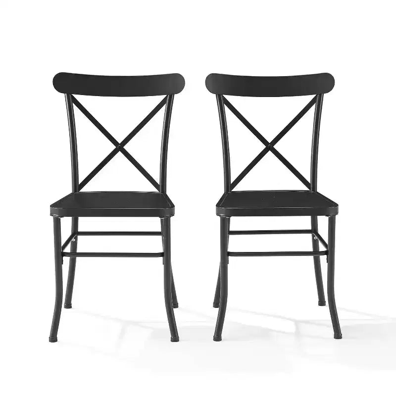 Chaise de salle à manger Astrid 2pk, intérieur/extérieur, en métal – Noir mat – Crosley : Structure en acier, résistante aux intempéries, sans accoudoirs