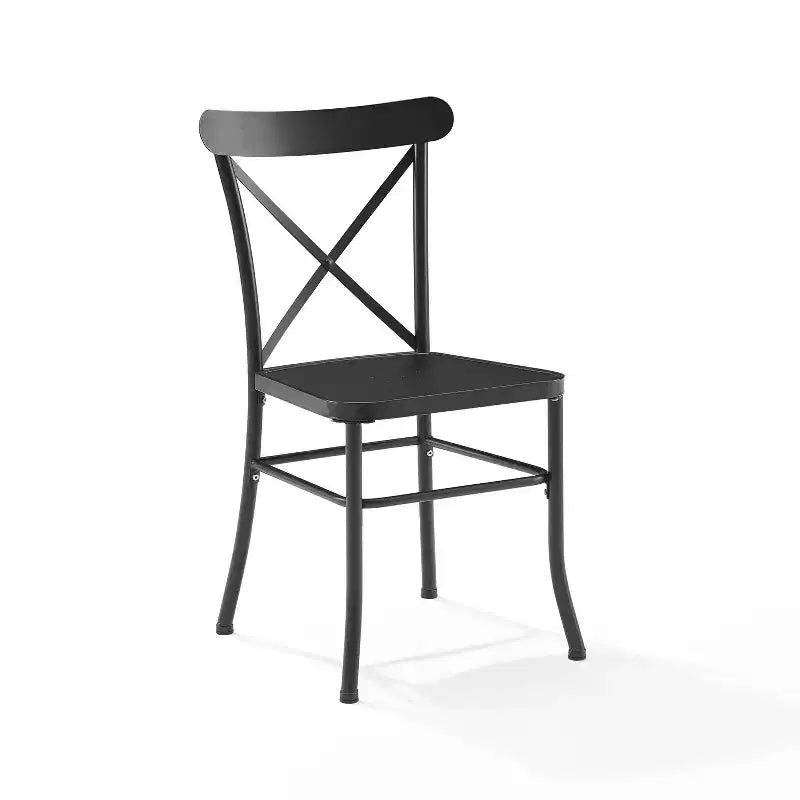 Chaise de salle à manger Astrid 2pk, intérieur/extérieur, en métal – Noir mat – Crosley : Structure en acier, résistante aux intempéries, sans accoudoirs