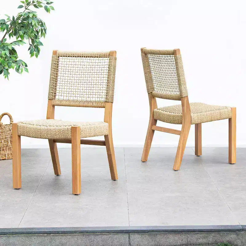 Sonoma Lane Sterling 2pc Teak Wood Outdoor Dining Chairs Honey - Weather-Resistant, Armless Design