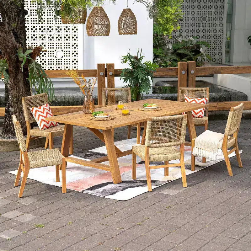 Sonoma Lane Sterling Chaises de salle à manger d'extérieur 2 pièces en teck miel – Résistantes aux intempéries, sans accoudoirs