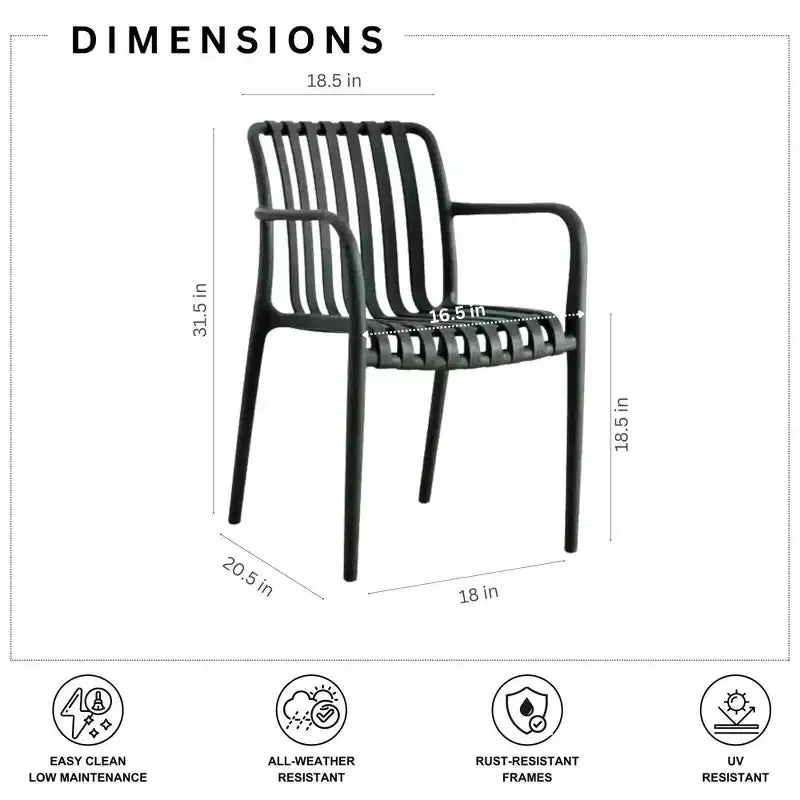 Amazonia Barra Lot de 4 chaises de salle à manger noires
