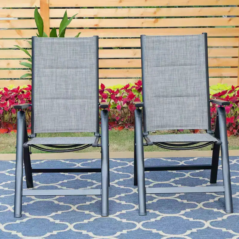 2pk Outdoor Padded Textilene Dining Chairs