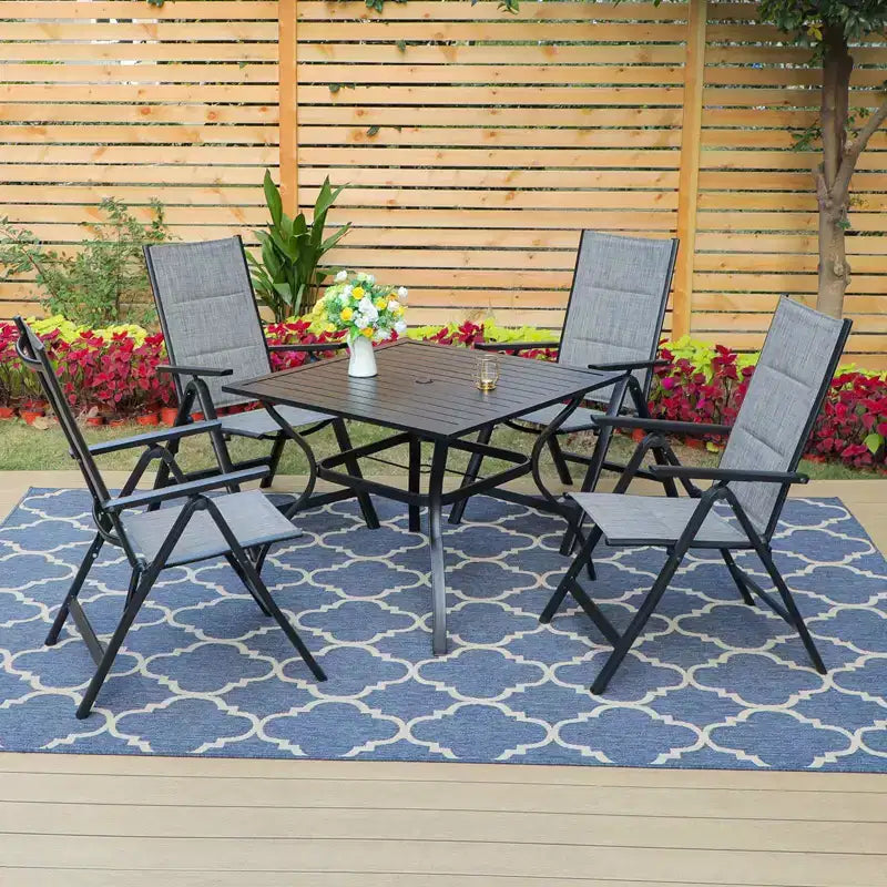 Lot de 2 chaises de salle à manger d'extérieur rembourrées en textilène