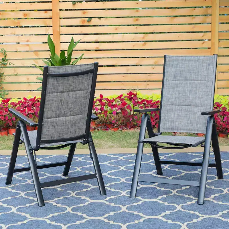 Lot de 2 chaises de salle à manger d'extérieur rembourrées en textilène