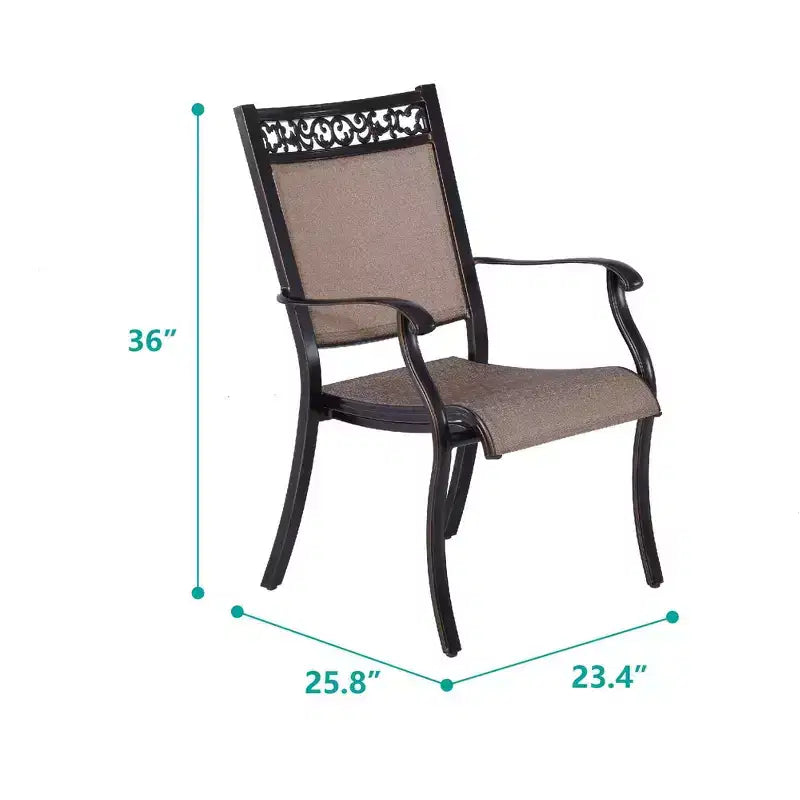 Chaises de salle à manger d'extérieur 4 pièces avec cadre en aluminium et toile tendue : empilables, résistantes aux UV - WELLFOR