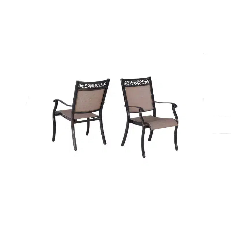 Chaises de salle à manger d'extérieur 4 pièces avec cadre en aluminium et toile tendue : empilables, résistantes aux UV - WELLFOR