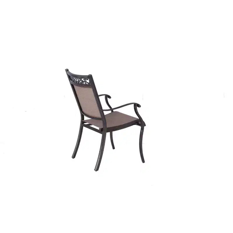 Chaises de salle à manger d'extérieur 4 pièces avec cadre en aluminium et toile tendue : empilables, résistantes aux UV - WELLFOR