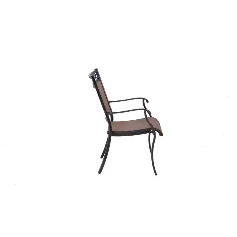 Chaises de salle à manger d'extérieur 4 pièces avec cadre en aluminium et toile tendue : empilables, résistantes aux UV - WELLFOR