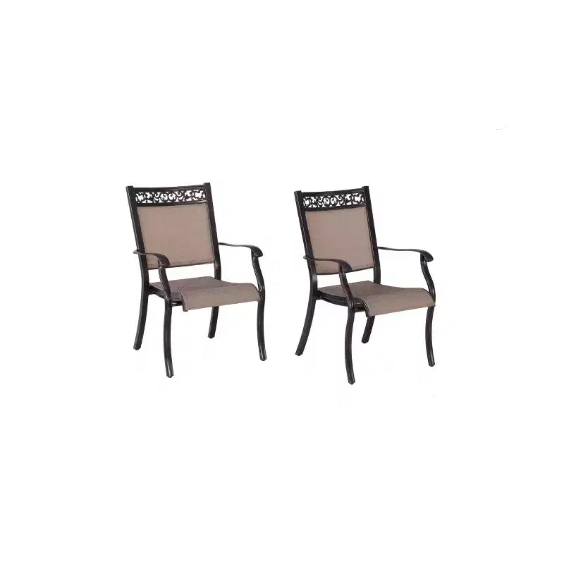 Chaises de salle à manger d'extérieur 4 pièces avec cadre en aluminium et toile tendue : empilables, résistantes aux UV - WELLFOR