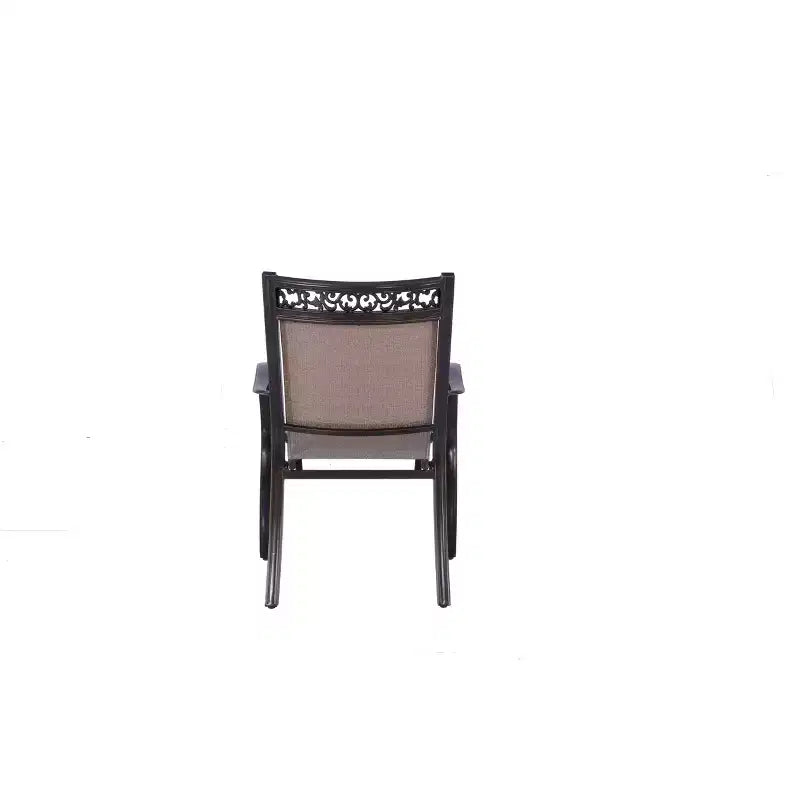 Chaises de salle à manger d'extérieur 4 pièces avec cadre en aluminium et toile tendue : empilables, résistantes aux UV - WELLFOR
