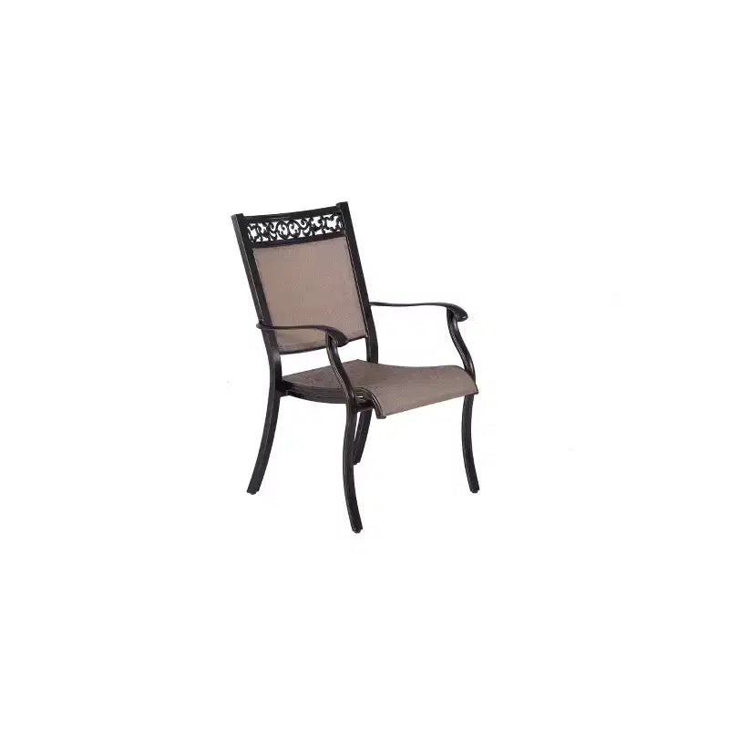 Chaises de salle à manger d'extérieur 4 pièces avec cadre en aluminium et toile tendue : empilables, résistantes aux UV - WELLFOR
